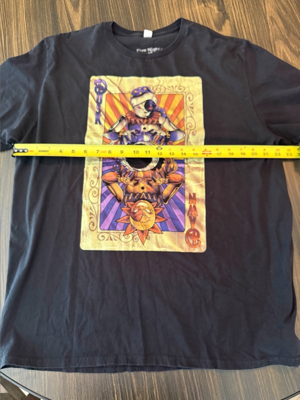 Five Nights Graphic Tee with Colorful Tarot Card Design - Black